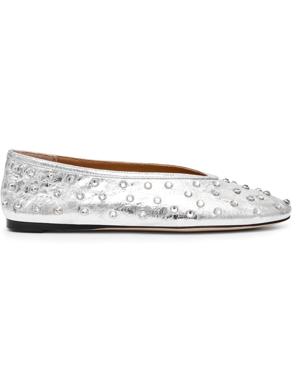 Steve Madden Leni Metallic Silver Studded Women's Ballet Flat